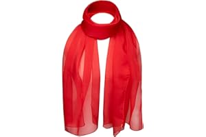 Basic Sense Chiffon Scarf Sheer Soft Plain Neck Wrap for Women Neatly Stitched