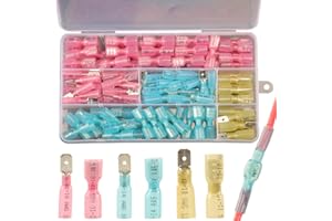 FEGGIZULI Kit de 112 Cosses Thermorétractables, Cosses électriques à Sertir Mâles et Femelles étanches, Cosse Electrique Plate Connecteurs à Sertir Thermorétractables de Qualité Marine, Bornes électriques