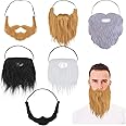 Yolev 6 Pieces Fake Beards Mustaches Halloween Funny Beard Fake Whisker Facial Hair Costume Accessories with Adjustable Elastic Rope for Halloween Party Cosplay Supplies (6 Styles)