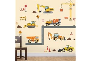 decalmile Construction Vehicles Wall Decals Truck Digger Engineering Car Wall Stickers Baby Nursery Boys Bedroom Playroom Wall Decor