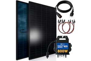 SUNNIVA® 920W Balkonkraftwerk BIFAZIAL FULLBLACK komplett Steckdose AP Systems EZ1-M 800 Watt Wechselrichter, PV Solaranlage Komplettset,2x460W Glas-Glas Bifacial Solarmodule, 5m Kabel,4x1m Solarkabel