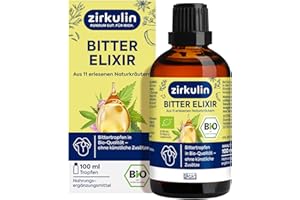 ‎ZIRKULIN Zirkulin Bitter-Elixir – Bio Bittertropfen 100ml - Bitterstoffe aus 11 erlesenen Kräutern 4-8:1 Extrakt – Hildegard von Bingen – vegan, zuckerfrei – Reichweite 3600 Tropfen