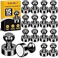MIKEDE Fridge Magnets for Whiteboard, 15Pcs Strong Magnets for Whiteboard, Black Refrigerator Magnets Neodymium Push Pins Magnets for Office Magnets, Whiteboard Magnets, at School, Classroom, Kitchen