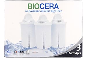 BIO CERA Biocera Alkaline Water Filter Jug Replacement Cartridges - Pack of 3 - Produce Alkaline, Antioxidant, Hydrogen Rich Water - NSF Certified - Cost Effective - 6 Months Supply
