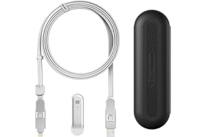 Rolling Square inCharge XL 200 cm – kabel USB C, uniwersalny kabel do smartfona, prezent dla mężczyzn, uniwersalna ładowarka 6 w 1 do smartfonów, gadżet techniczny, biały, kabel Lightning 100 W