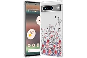 RALEAVO Kompatybilne z Google Pixel 8 przezroczyste kwiatowe etui dziewczęce miękkie smukłe etui z motywem kwiatowym do Pixel 8-Red Flower