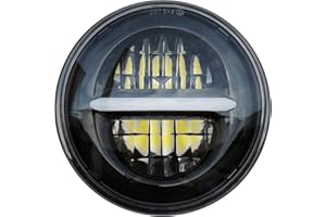 SZDPC 5,75 Pollici LED Rotondo Moto Faro con luce diurna, compatibile con Harley Davidson Sportster Dyna Softail (Nero)