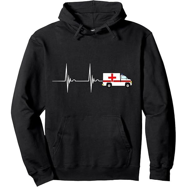Rettungsdienst Hoodie - Sanitäter Pullover Mit EKG Herzschlag Design