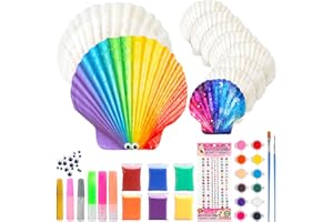 DXIONGW Kit di Pittura a Conchiglie per Bambini Set di Artigianato Regali di Compleanno Ragazze Ragazzi da 4 5 6 7 8 9 10 11 12 anni Grandi Naturali Conchiglia da Colorare Deco Fai Da Te Creativo Mestieri