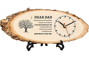 PRSTENLY Christmas Dad Gifts, Dad Birthday Gifts from Daughter Son, Best Dad Ever Wooden Clock Gifts for Men, Father's Day Retirement Appreciation Thank You Dad Gifts Home Decor for Dad