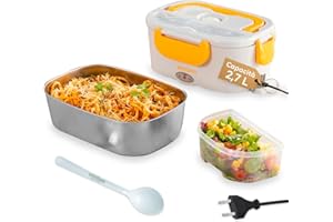 Wintem - Porta Pranzo Termico Elettrico 1,5L con Contenitori in Acciaio Inox, Riscaldamento 30 Min, Comparti Separati, Ideale per Ufficio, Viaggi e Pausa Pranzo Fuori Casa