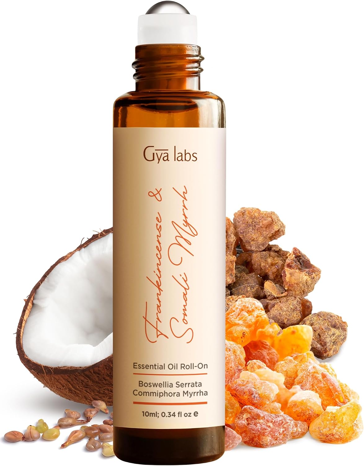 Gya Labs Aceite esencial de incienso y mirra somalí en roll-on (10 ml) - Roll-on de viaje para camping, piel, aromaterapia y comodidad