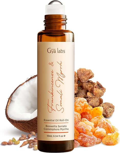 Gya Labs Aceite esencial de incienso y mirra somalí en roll-on (10 ml) - Roll-on de viaje para camping, piel, aromaterapia y comodidad - 1