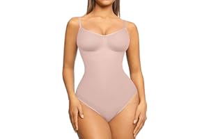 FeelinGirl Faja Colombiana Reductora Mujer sin Costura Body Reductor Lumbar Shapewear Braga Adelgazante Abdomen con Cuello de V