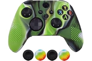 Custodia per controller Xbox Series, Hikfly, compatibile con Xbox Series X/S, custodia per controller antiscivolo, con borchie, in silicone, con 4 manopole per pollice (verde camo)