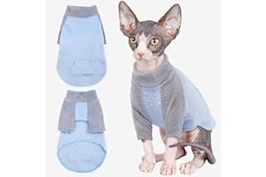 PUMYPOREITY Pull d'Hiver pour Chats, Manteau Vêtements Sweat-Shirt Chandail Pyjama pour Sphynx (Bleu, XS)