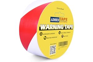 ADHES TAPE PURSUIT OF PERFECTION ADHES Nastro Segnaletico, Nastro Di Avvertenza Di Pericolo, Bianco/Rosso Nastri Di Sicurezza, Per Il Pavimento Marcatura Di Aree Pericolose Applicazione Di Distanze Sicure, 50mm X 16.5m