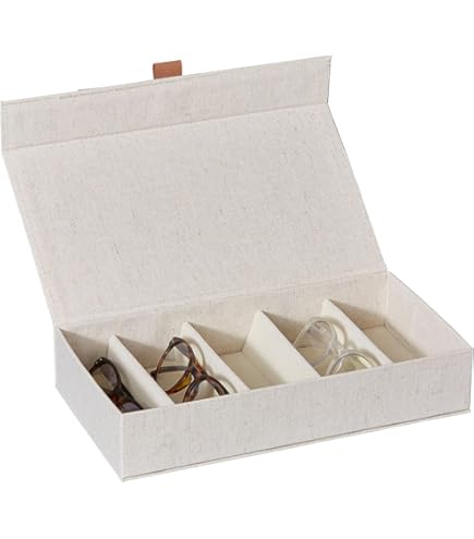 ProCase 8 slots houten zonnebril organizer trays voor mannen vrouwen, glazen vitrine meerdere paren brillen bril houder opbergdoos - zwart