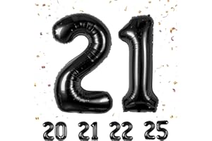MACLUNAR Number Balloons 21,Black 21 Balloon 40 Inch Giant Helium Foil Number Balloons for Boys Girls 21th Birthday Party Decor Anniversary Party Decorations Supplies