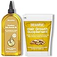 Premium Hair Growth Oil 170ml & Supplement Set – Enriched with 12 Natural Oils Including Rosemary & Biotin – Promotes Thicker, Healthier Hair – Vegan & Cruelty-Free – UK Brand