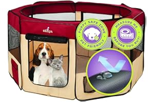 Zampa Pop Up Portable Medium 45"x45"x24" Playpen for Dog and Cat, Foldable | Indoor/Outdoor Pen & Travel Pet Carrier + Carrying Case | (115 * 115 * 60 CM)