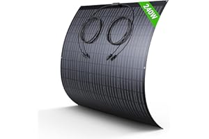 BATENORY 240W Solarpanel Flexibel Monokristallines Solarpanel, 240W Solarmodul mit 3 m Solarkabel, 6-Loch-Montage IP67 Wasserdicht 21V/11A Solarpanel für Balkonkraftwerk, Wohnmobil, Camping,0% MwSt