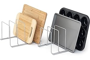 simplywire – Supporto per teglie da forno e taglieri – Confezione da 2 - Rastrelliera per coperchi, pentole e padelle - Organizer per credenze da cucina – Cromato