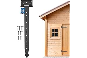 Kotarbau – Charnière à penture droite de 100 à 400 mm – Pour volet, porte, portail, ferrure de jardin – Avec revêtement thermolaqué, noir