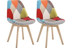 ‎WOLTU WOLTU 2 x krzesło do jadalni z nogami z litego drewna, krzesło lniane, krzesła do jadalni retro, tapicerowane krzesło kuchenne, krzesło kuchenne, do jadalni, sypialni, salonu, Wielokolorowe BH29mf-2