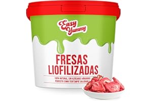 EASY YUMMY - Fresas liofilizadas (300 g), fresas deshidratadas 100% crujientes sin azúcares añadidos, perfectas para aperitivos, muesli y repostería.