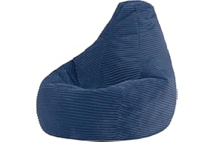 ‎ICON Icon Dalton Sitzsack Kinder, Denimblau, Flauschiger Cord Stoff, Sitzsack Cord mit Füllung, Bequemer Kinder Gaming Sessel, Kuschelsessel, Lese Sessel, Schlafzimmer, Kinderzimmer, Spielzimmer