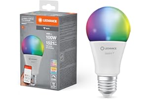 LEDVANCE Smarte LED-Lampe mit WiFi Technologie, Sockel E27, Dimmbar, Lichtfarbe änderbar (2700-6500K), RGB Farben änderbar, ersetzt Glühlampen mit 100 W, SMART+ WiFi Classic Multicolour, 1er-Pack