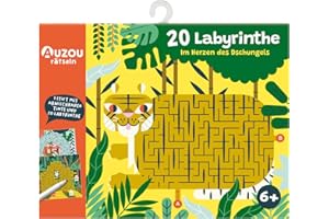 HUCH & FRIENDS AUZOU-20 Labyrinthes au Milieu Jungle Jeu Logique, 405042, Enigme pour Les Enfants