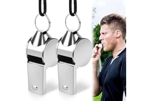 Neerow Pfeife, Edelstahl Trillerpfeife, 2 Stück Schiedsrichter Pfeife mit Schlüsselband, Lauter Klarer Klang Trillerpfeife Sportunterricht für Schiedsrichter, Trainer, Outdoor-Sport, Hundetraining