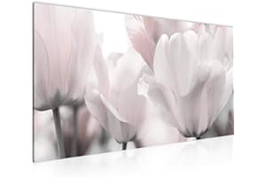 Runa Art Tableau Decoration Murale Tulipes Fleurs 1 Partie Moderne Toile non tissée Salon Salle La Nature Gris Rose 203912c
