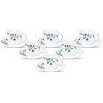 La Opala Diva, Opal Glass Crockery | Coffee Cup & Saucer Cylinder, Set of 12 | Aster Blue, 120 ml | for Tea & Coffee | Microwave Safe | 100% Vegetarian | Extra Strong | Super Light | Super White