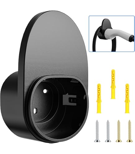 DELTACO KC025 Wandhouder type 2 EV-laadkabelstekker voertuigzijde, houder/ dock voor laadkabel een muurbox, type 2 kabelhouder, kabelwandhouder, hoogwaardige kunststof, montageaccessoires, zwart