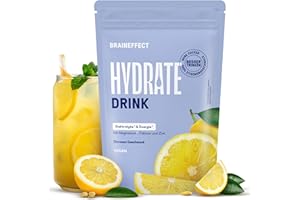 ‎BRAINEFFECT BRAINEFFECT Hydrate - Lösliche Elektrolyte Hydratationsmix ohne Zucker (mit Stevia) - isotonisches Getränkepulver zur Hydration nach dem Sport oder als Anti Kater Mittel bei Hangover