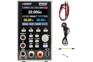 OWON SPM6053 Alimentatore da Banco (0-60V, 0-5A), 2 in 1 Alimentatore CC e Multimetro, Alimentatore da Laboratorio DC, Display LCD da 2,8 Pollici, Multimetro Digitale, con porta di ricarica USB