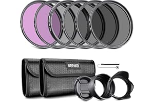 NEEWER 58mm Objektiv Filter Set: UV, CPL, FLD, ND2, ND4, ND8, Gegenlichtblende und Objektivdeckel Kompatibel mit Canon Nikon Sony Panasonic DSLR Kameras mit 58mm Objektiv