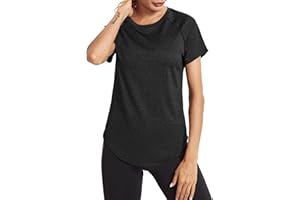 Wayleb Tee Shirt Sport Femme T Shirt à Manches Courtes Infroissable Sèche Vite Tops Hauts