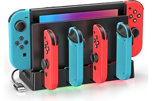 TOKLUCK Switch Charging Dock Station with Charging Cable for Nintendo & Switch OLED Game Console, Joycon Charging Dock for Nintendo Switch, Must Have Switch Controller Joycon Charger Accessories for Gamer