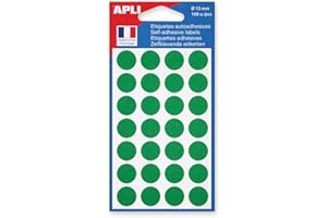 Apli-AGIPA 111841 Pastille Adhésive 15 mm Pochette Lot de 168, Vert