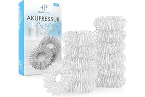‎HEALTH PRESS Health Press® Akupressurring Finger Klein – 12er Set Silber – Anti Stress Finger Massage Ring – Akupressur Ring Massagering + Gratis Anleitungs E-Book