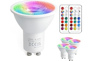 VARICART GU10 zmieniające się kolory żarówki LED, ściemniana żarówka punktowa 5 W, 12 kolorów RGB + zimna biel 6000 K, 5 trybów, wbudowana pamięć z pilotem, odpowiednik 35 W ~ 50 W, do codziennego i