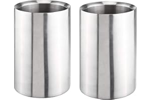 ‎BAMBELAA! Bambelaa! Weinkühler Edelstahl Hoch Doppelwandig Sektkühler Flaschenkühler Getränkekühler Kühler Für Wein Champagner Sekt (Edelstahl Gebürstet (ca. 12 x 19 cm), 2 Stück)