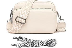 Lishang Sac Bandoulière Femme Cuir PU Sac Banane Femme Chic Modernes Petit Sac a Main Femmes Bandouliere Élégant avec 3 Compartiments 2 Sangle Réglable et Amovible