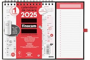 Finocam - Calendario Neutro con Imán para Escribir 2025 Mes Vista Enero 2025 - Diciembre 2025 (12 meses) Español