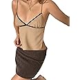 Women Backless Halter Crop Top Y2k Cowl Neck Sleeveless Ruched Camisole Tank Top Fairy Grunge Vintage Mini Vest Summer Clubwear