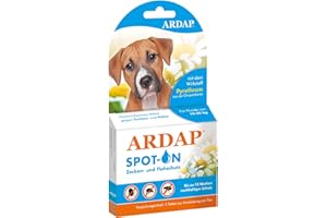 ARDAP Spot On für Hunde von 10 bis 25kg - Natürlicher Wirkstoff - Zeckenmittel für Hunde, Zeckenschutz Hund, Flohmittel Hund - 3 Tuben je 2,5ml - Bis zu 12 Wochen nachhaltiger Langzeitschutz (PT19)